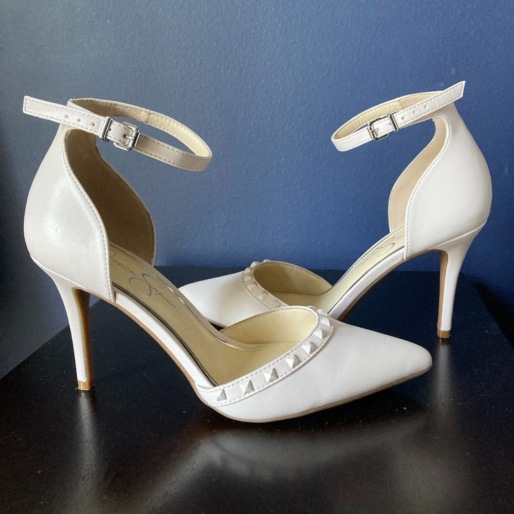Jessica Simpson Pink Prinella Ankle Strap Heels Women's Size 7.5